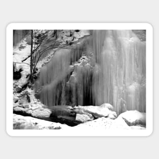 Black and White Frozen Waterfall Sticker